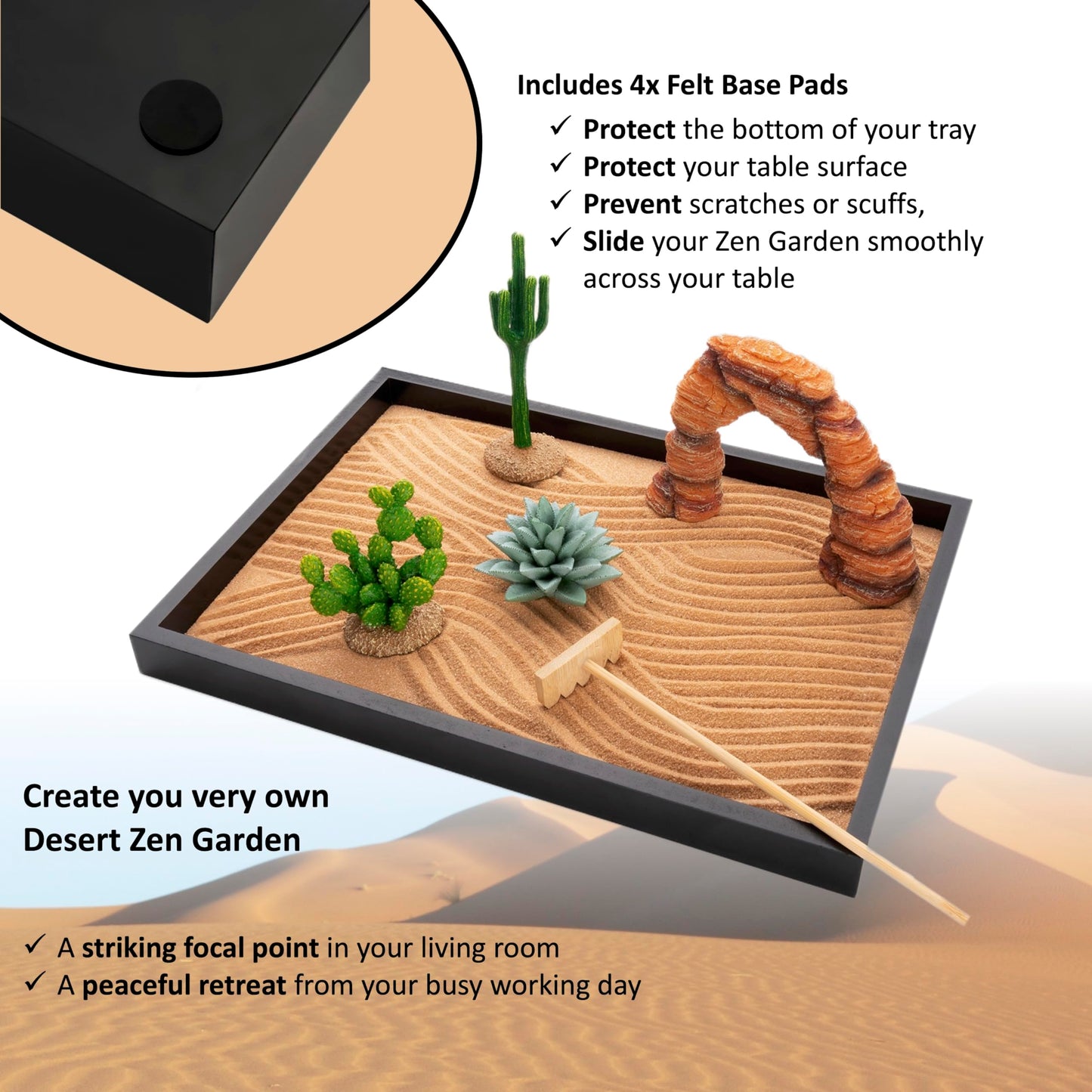 Jardín zen del desierto – Relajación en miniatura