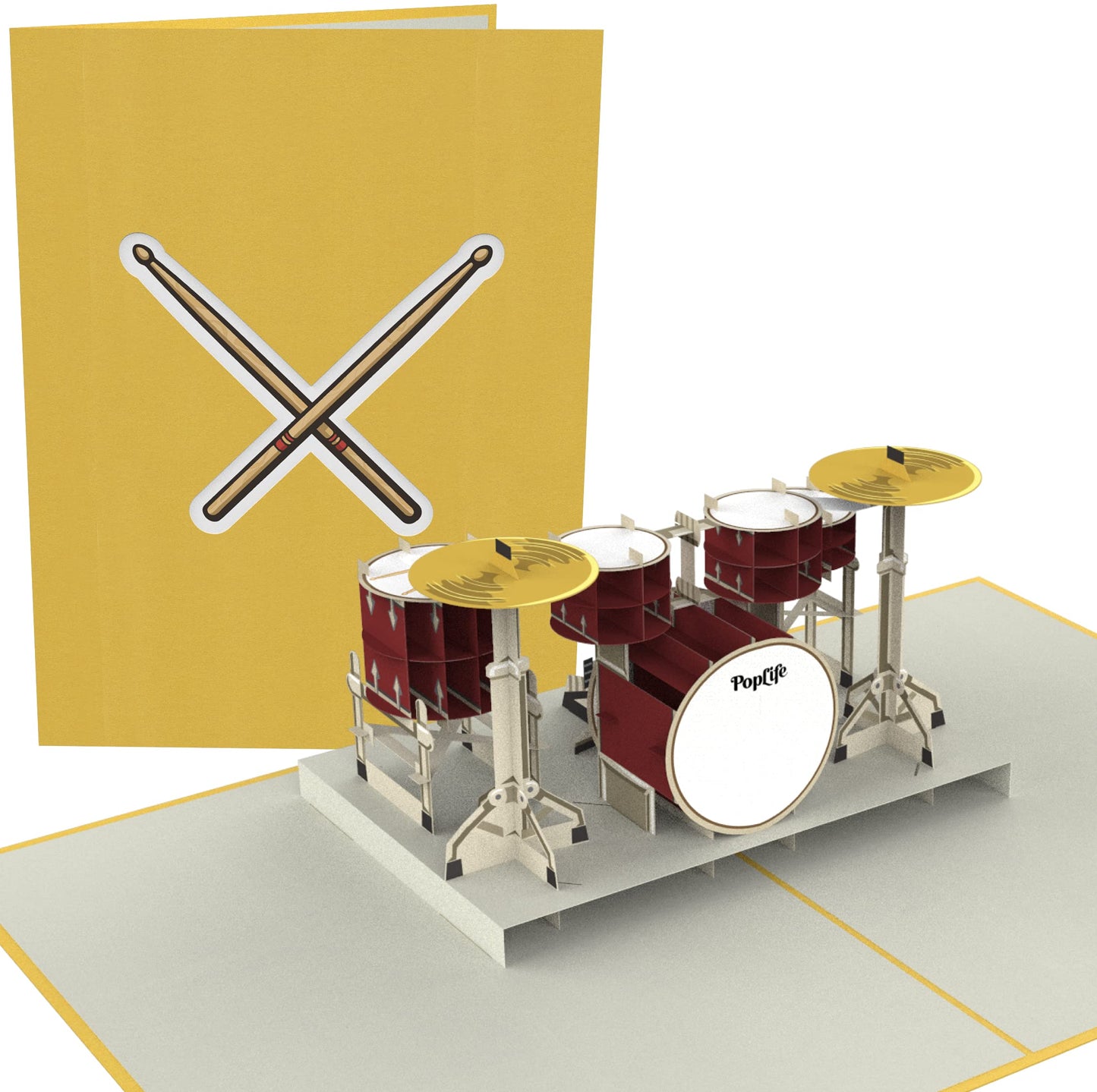 Tarjeta pop-up batería – Ritmo en 3D al abrirla