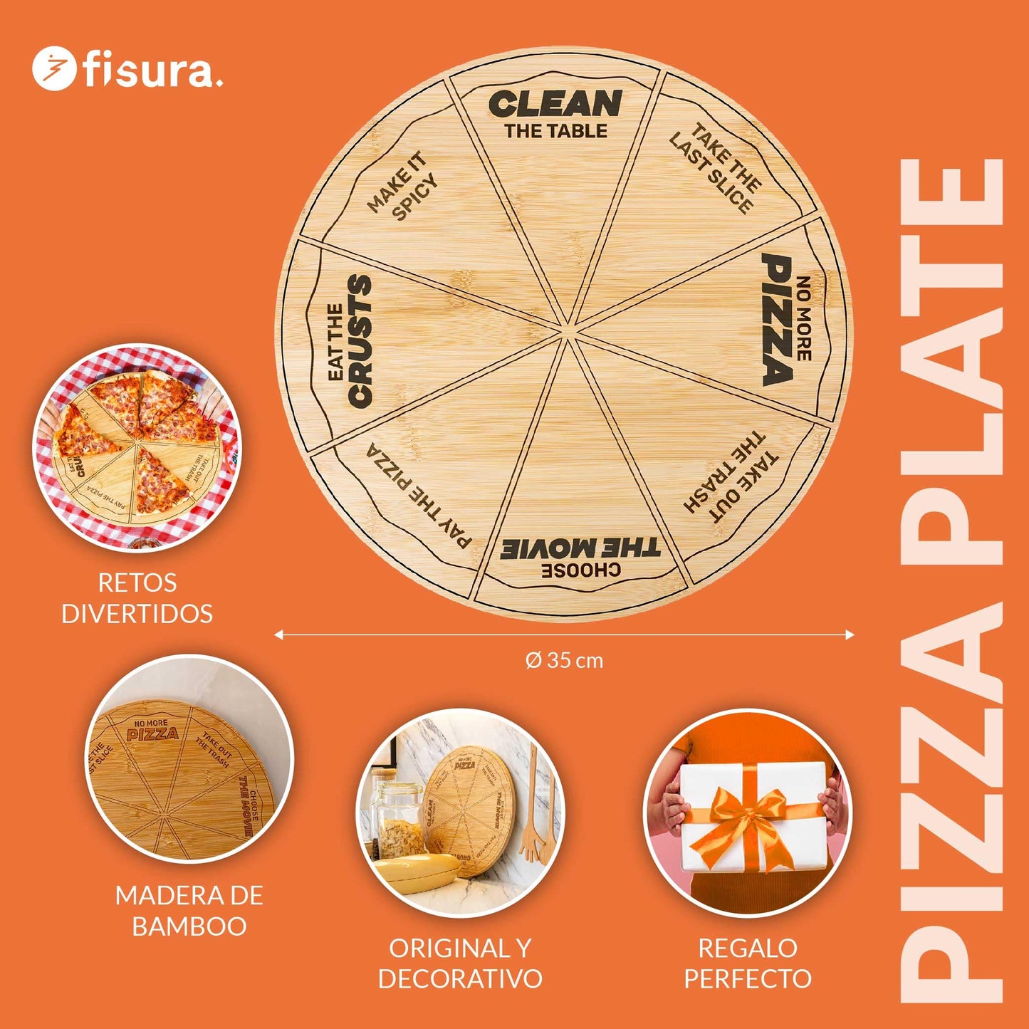 Tabla para pizza con retos – Cada porción, una misión divertida