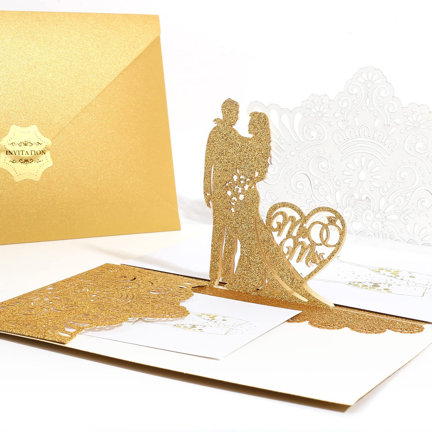 Tarjeta pop-up boda – El amor salta al abrirla