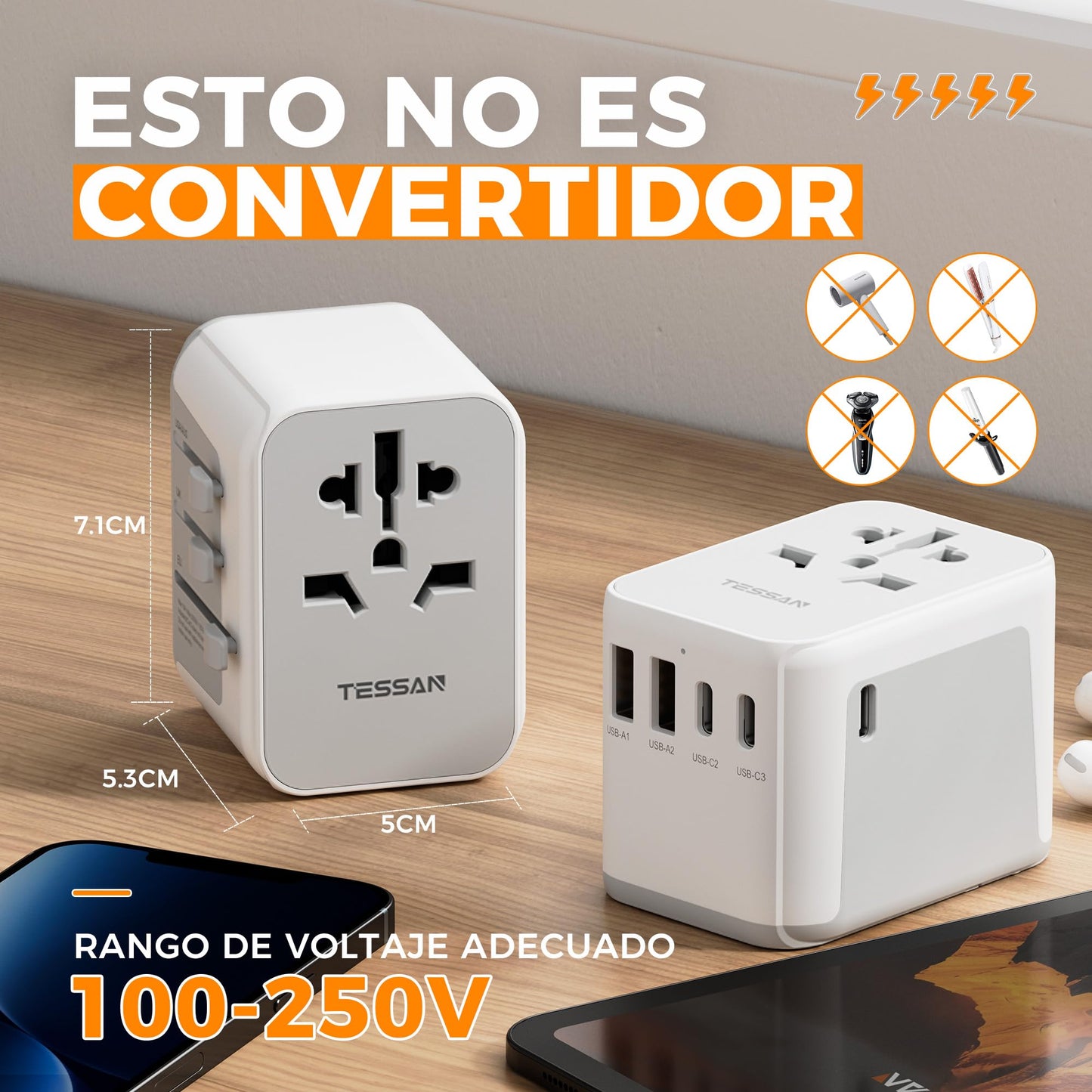 Adaptador universal – Enchufa todo, en cualquier parte