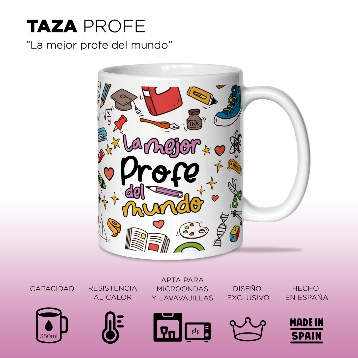 Taza “La mejor profe del mundo” – Café con cariño para tu maestra favorita
