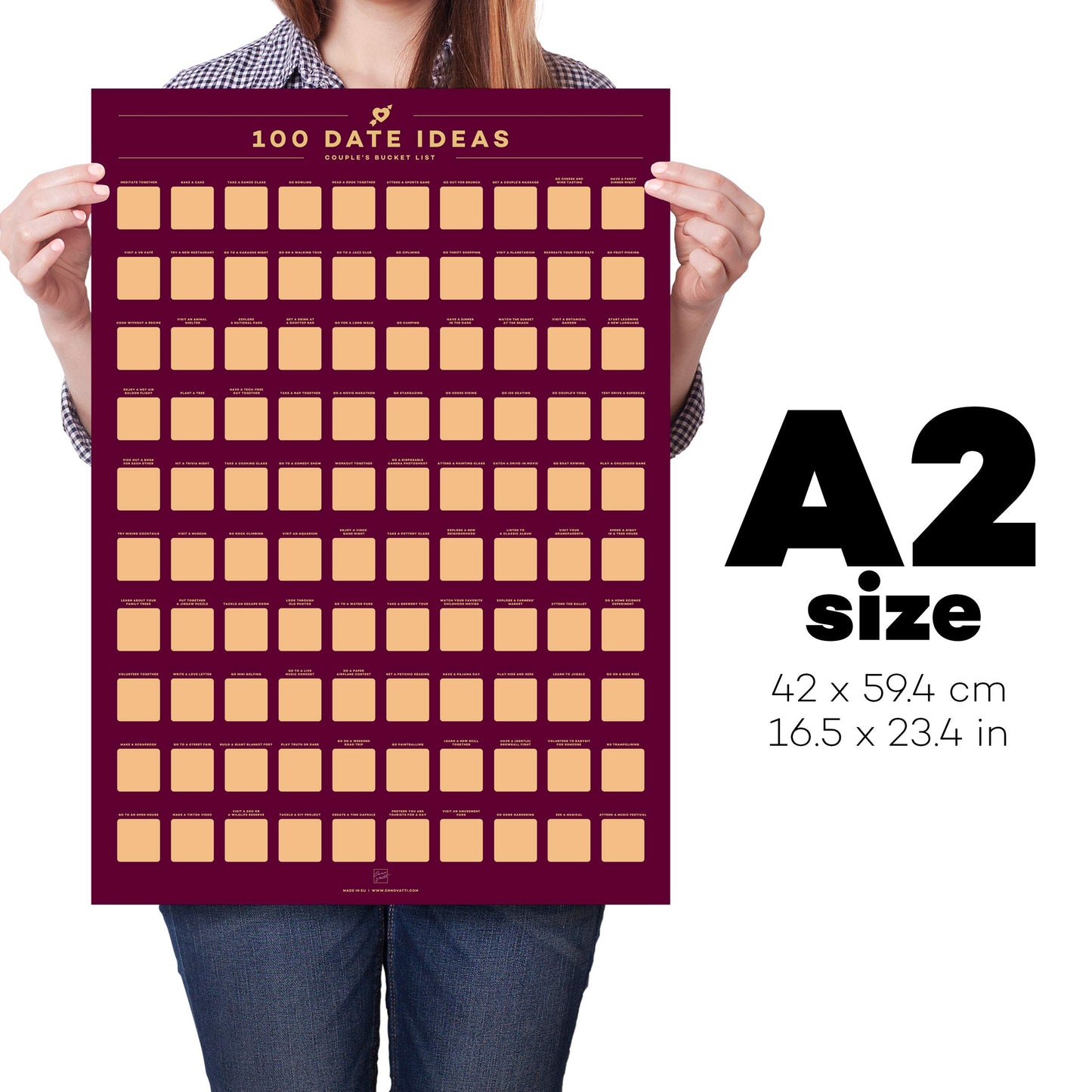 100 planes románticos– Póster para rascar en pareja