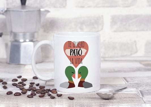 Taza romántica “pató la vida” – Ideal para tortolitos con humor