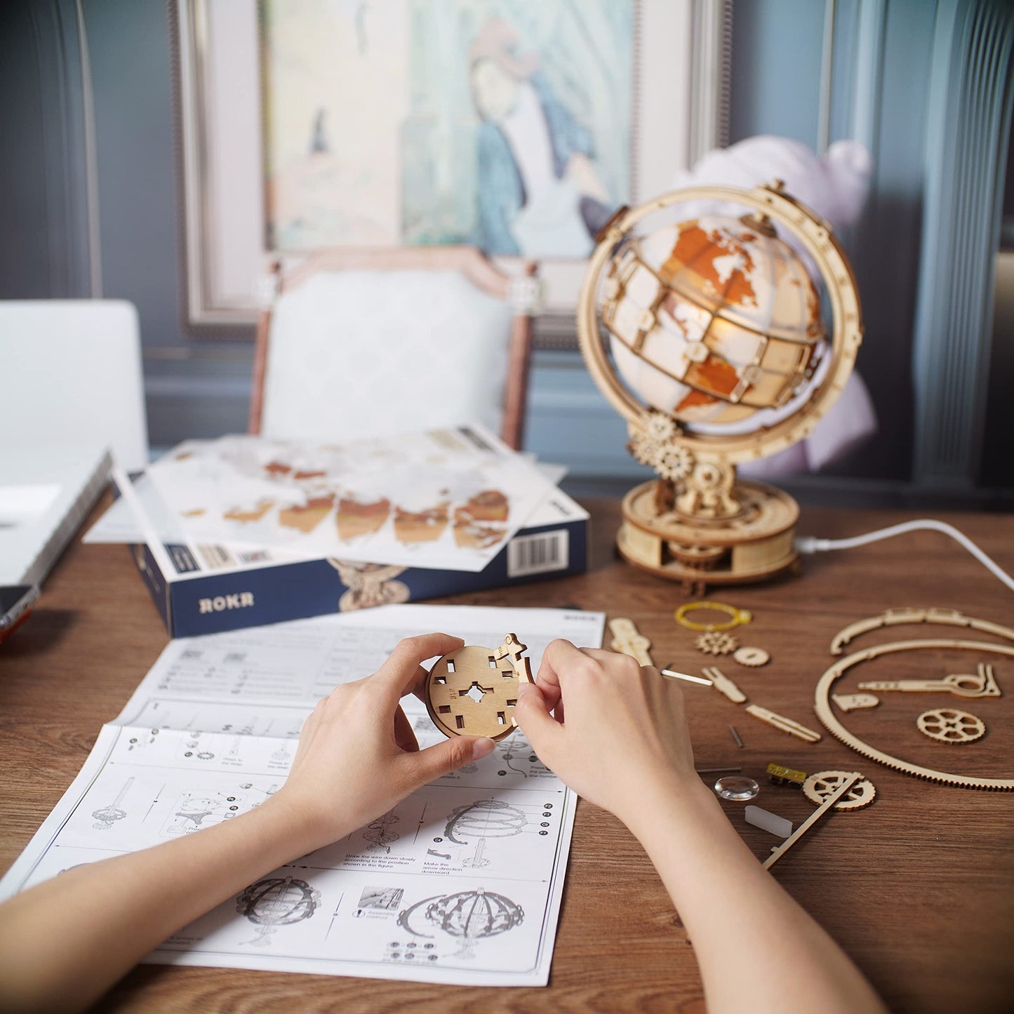 Maqueta Globo terráqueo – Puzzle 3D con luz