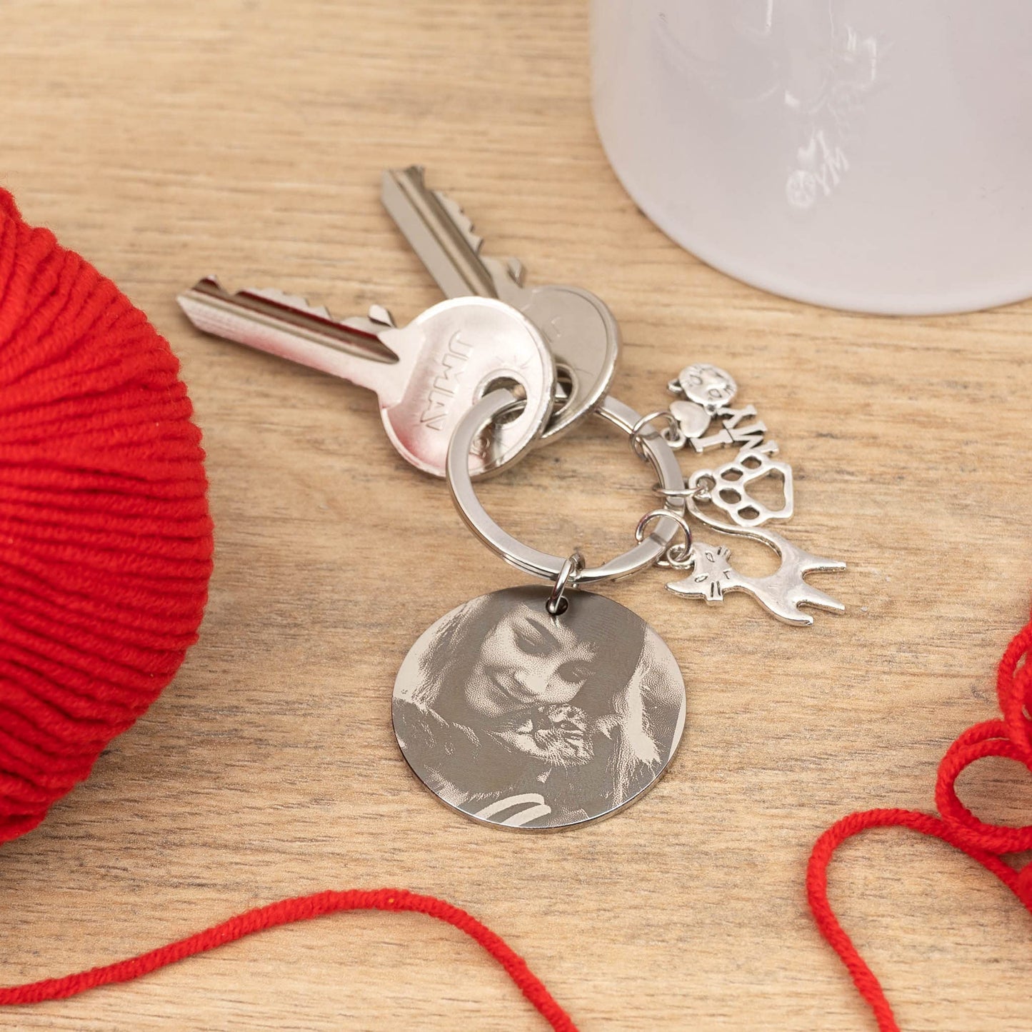 Llavero personalizado con gatos – Amor peludo en versión mini