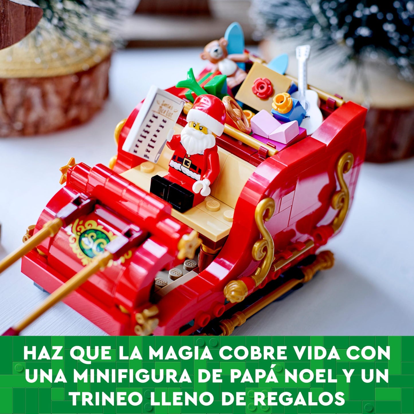 Trineo de Papá Noel LEGO – Regalos, renos y magia lista para montar