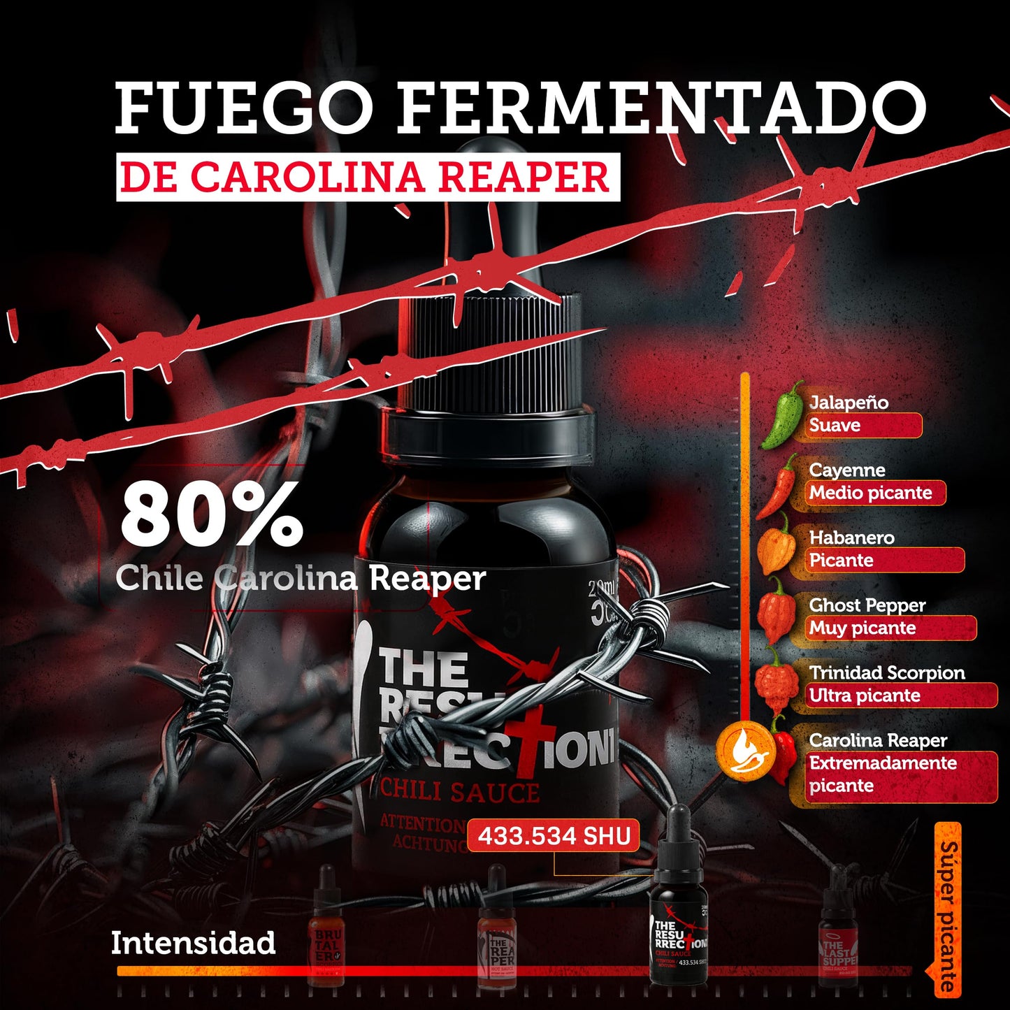 Salsa Picante Carolina Reaper – Fuego Líquido Artesanal (433k SHU)