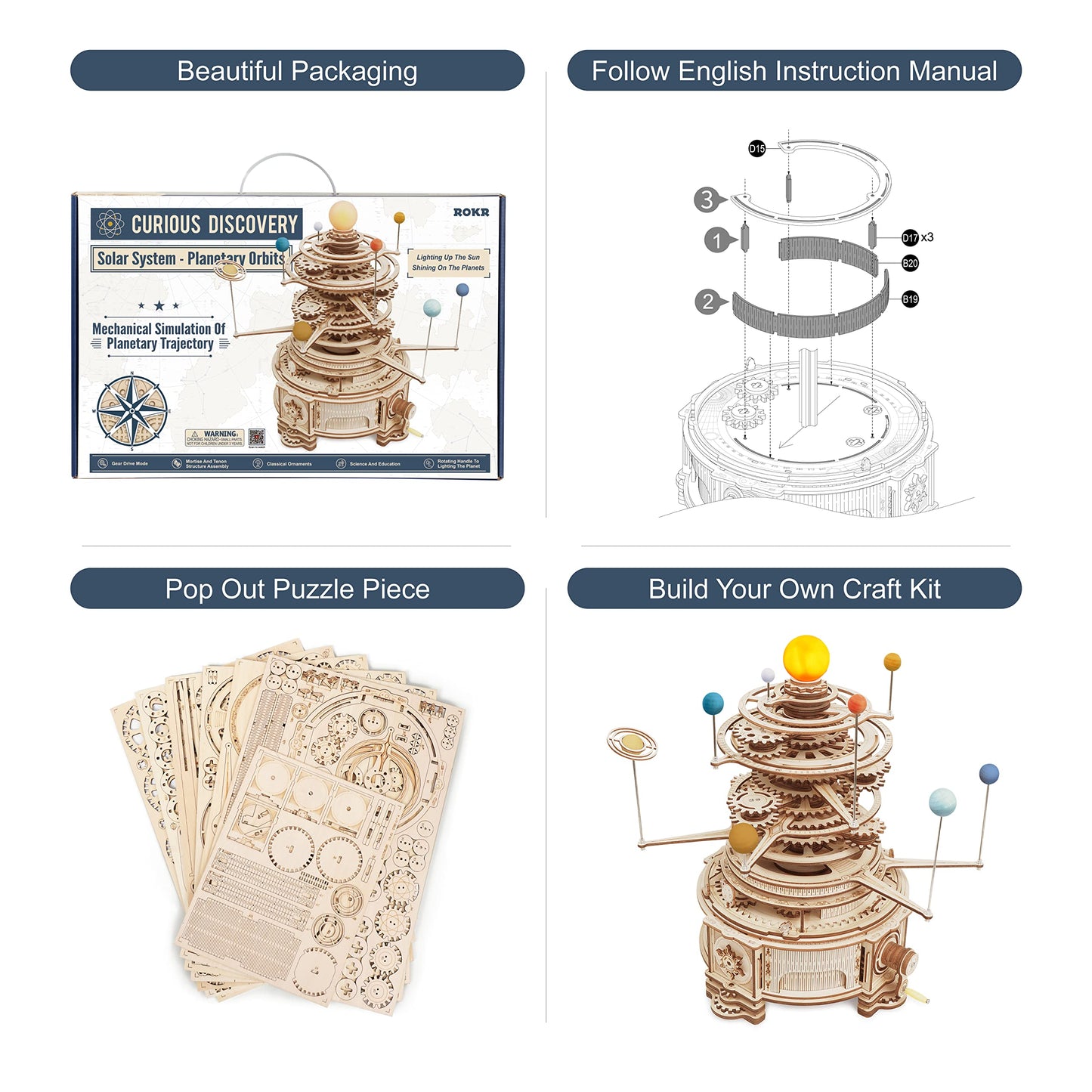 Maqueta Sistema solar – Puzzle mecánico con movimiento planetario