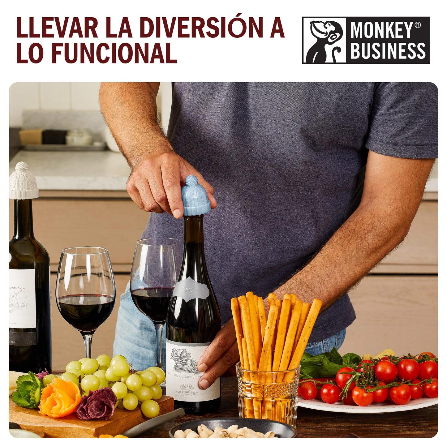 Tapón con gorrito – Tu vino abrigado y feliz