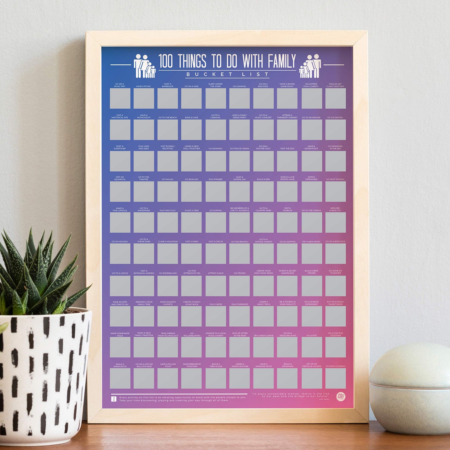 Póster 100 planes en familia – Rasca y haz recuerdos