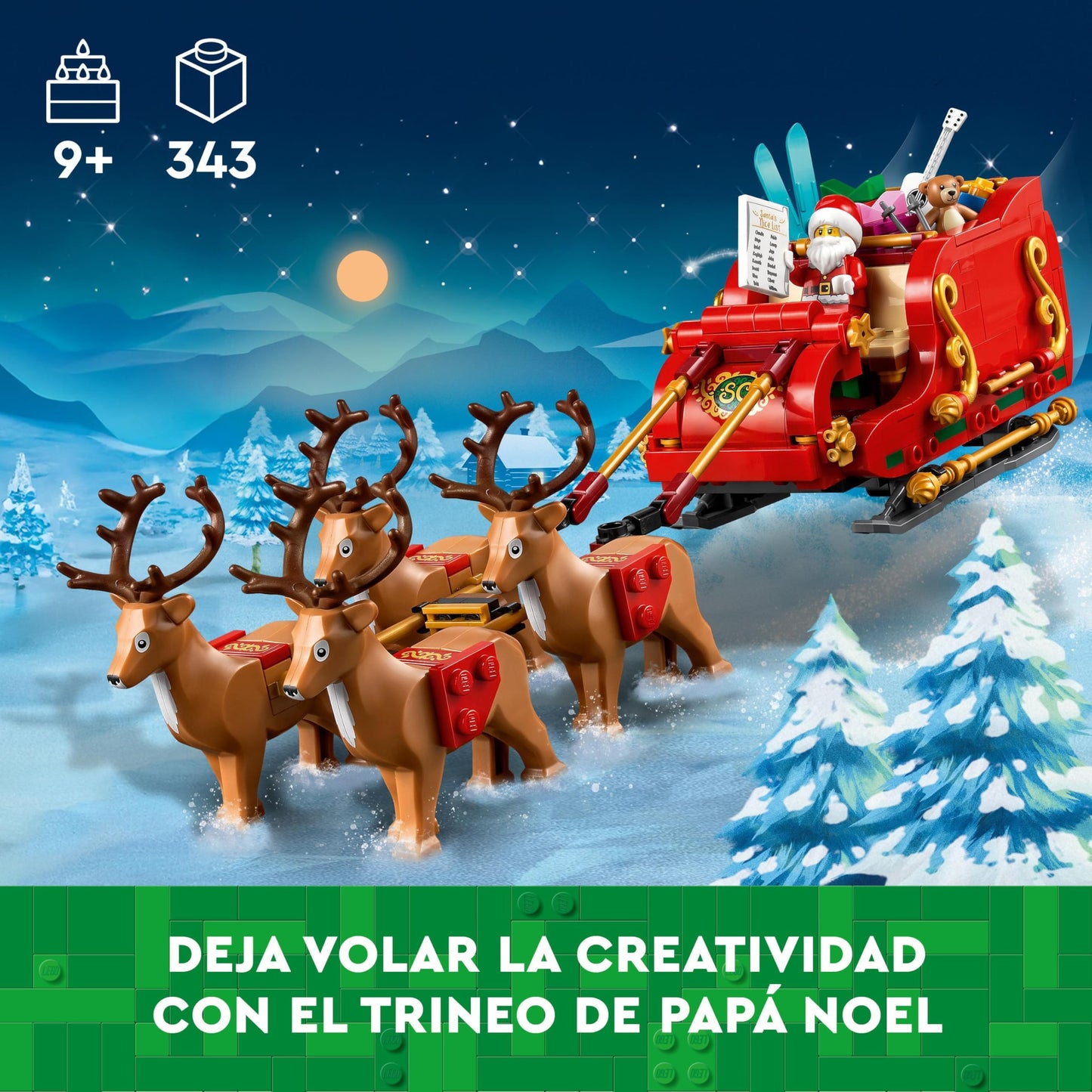 Trineo de Papá Noel LEGO – Regalos, renos y magia lista para montar