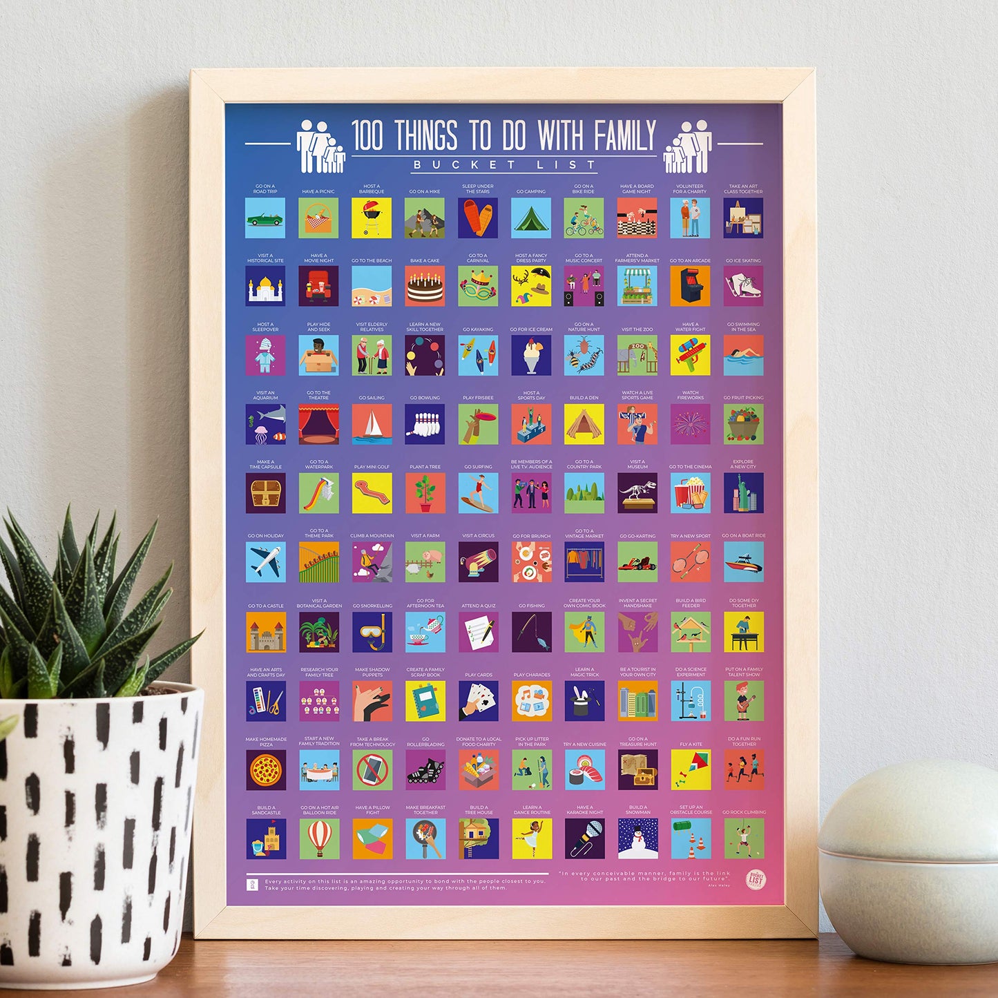 Póster 100 planes en familia – Rasca y haz recuerdos