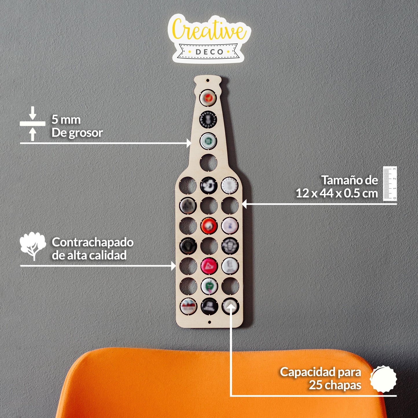 Botella expositor de chapas – Tu colección, en modo birra