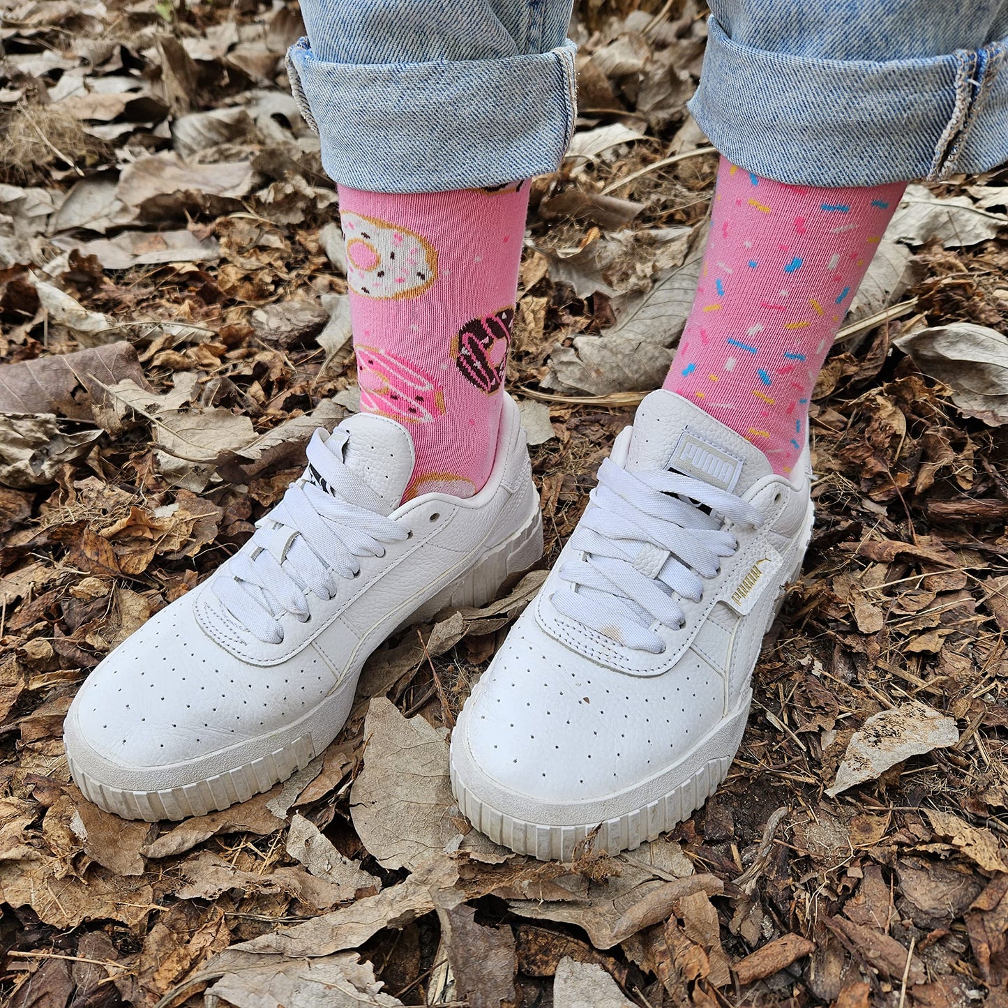 Calcetines donut rosa – Dulzura irresistible para tus pasos