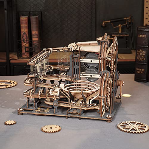 Puzzle 3D Marble Run ciudad de noche – Canicas, engranajes y espectáculo mecánico