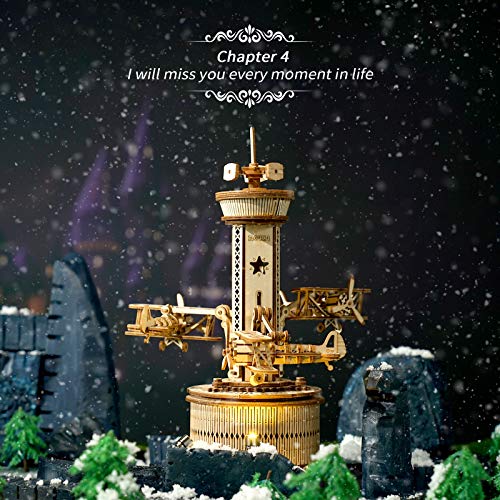 Puzzle 3D torre de control con avión – Música, giro y cielo en movimiento