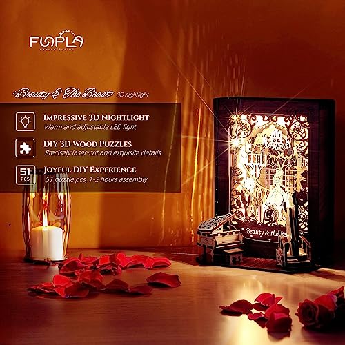 Puzzle 3D La Bella y la Bestia con luz – Un cuento que se ilumina al montarlo