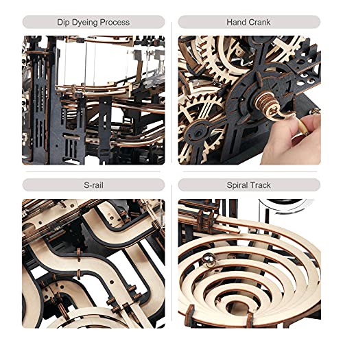 Puzzle 3D Marble Run ciudad de noche – Canicas, engranajes y espectáculo mecánico