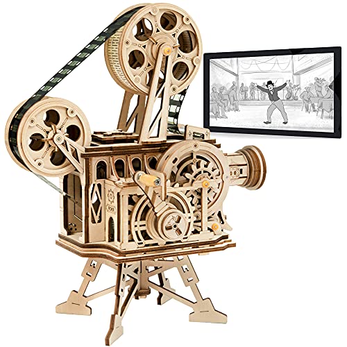 Puzzle 3D proyector Vitascope – Modelo funcional de cine clásico en madera