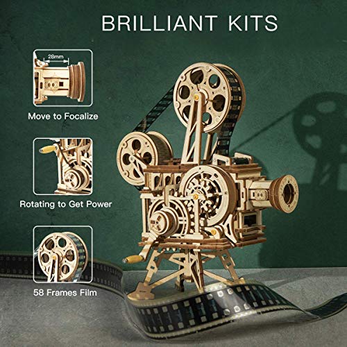 Puzzle 3D proyector Vitascope – Modelo funcional de cine clásico en madera