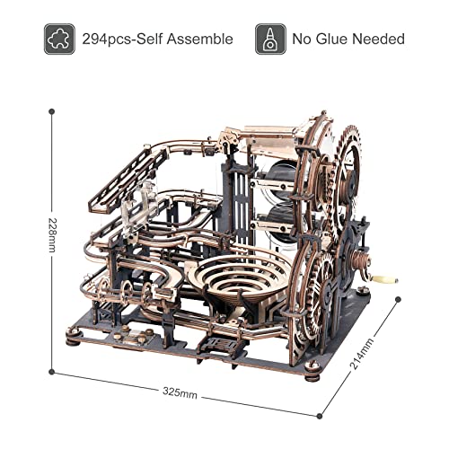 Puzzle 3D Marble Run ciudad de noche – Canicas, engranajes y espectáculo mecánico