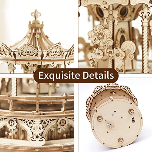 Puzzle 3D carrusel musical de madera – Melodía, nostalgia y pura artesanía