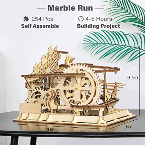 Puzzle 3D pista de canicas hidráulica – Madera, engranajes y diversión sin fin