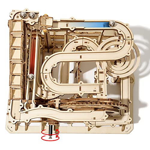 Puzzle 3D pista de canicas hidráulica – Madera, engranajes y diversión sin fin