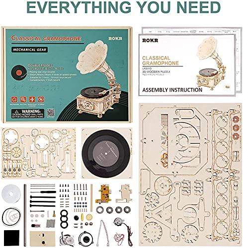 Puzzle 3D gramófono – Vinilos y engranajes en modo nostalgia