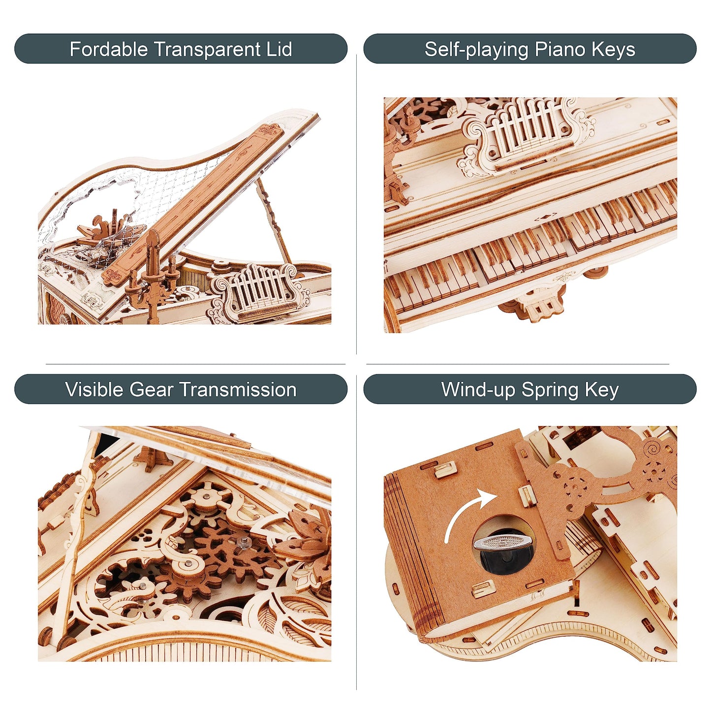 Puzzle 3D piano mágico – Música, engranajes y madera con alma