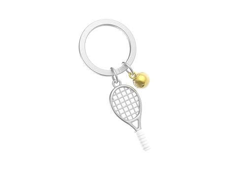 Metalmorphose – Llavero de metal 3D de tenis – pasión deportiva, regalo para hombre, regalo para mujer, plata, talla única