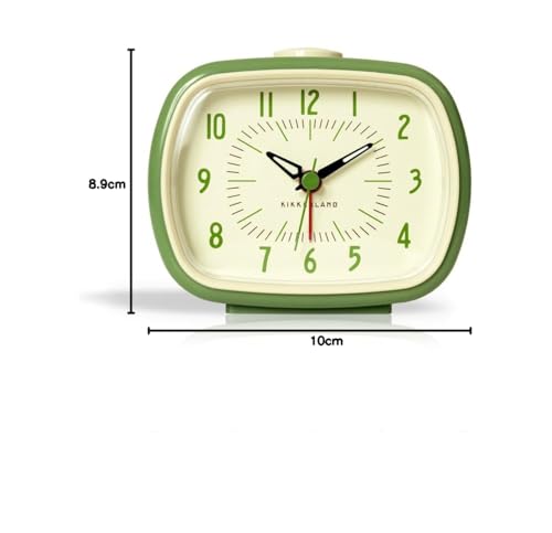 KIKKERLAND Reloj Despertador Retro, Verde, ABS