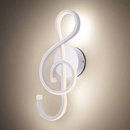 KAWELL 22W Creativo Moderno LED Apliques de Pared Interior Luz de Pared LED Lámpara de Pared Aluminio Símbolo Musical para Dormitorio Salón Café Habitación de Niña Pasillo Escaleras, 4500K Blanco