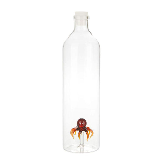 Balvi Botella Atlantis Octopus con Figura en Forma de Pulpo Naranja en el Interior Borosilicato