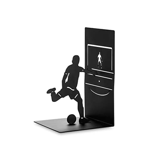 Balvi Sujetalibros Goal Kick Color Negro Soporte para Libros de estantería con Jugador de fútbol Meta