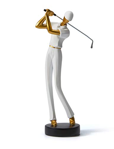 Amoy-Art Golf Escultura Decorativa Figura Resina Estatua Salon Regalo Blanco 24cm