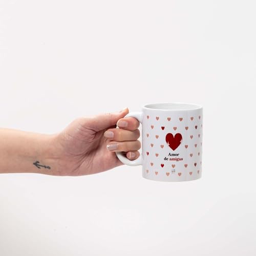 UO Taza de regalo con mensaje Amor de amigas, regalo original para amigas, 350 ml, Cerámica