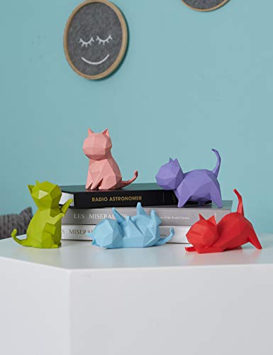 Amoy-Art 5pcs Figura Escultura Gato Decorativa Estatua Resina Animale Regalo