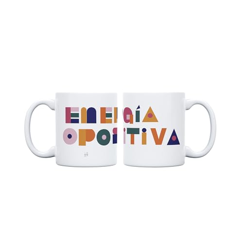 UO Taza de regalo con mensaje Energía Opositiva, regalo para amigas, regalo para amigos, regalo original de Navidad, regalo amigo invisible original, 350 ml, Cerámica