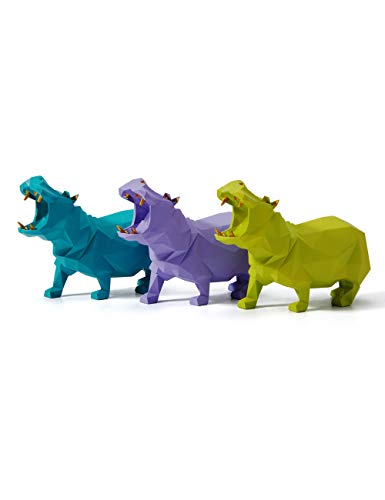 Amoy-Art Decorativa Escultura Hippo Figura Estatua Resina Regalo Púrpura 18cm