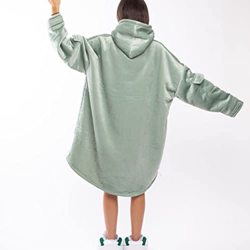 Flamingueo Batamanta - Sudadera Manta Mujer, Batamanta Hombre Invierno, Blanket, Manta Polar, Bata Mujer Invierno, Poncho Mujer Invierno (Verde)