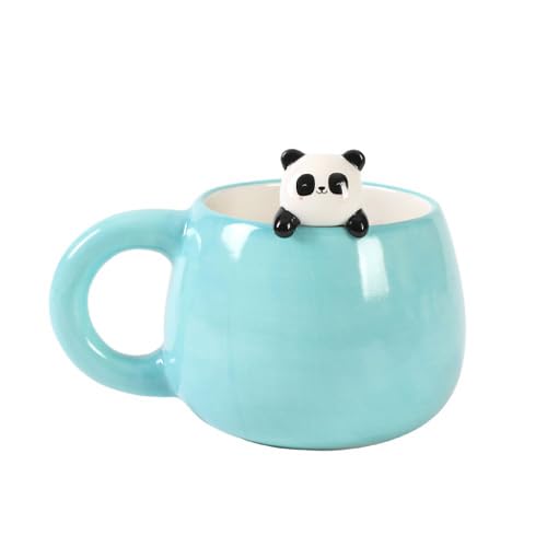 I-TOTAL® - Taza de cerámica con animales de cerámica en el borde, taza para té o café (PANDASTIC)