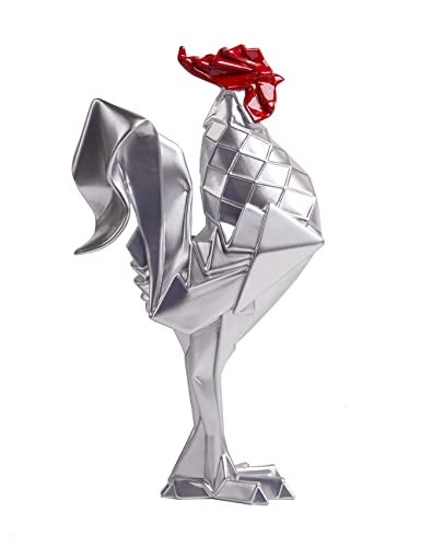 NENBOLEC Gallo Figura Decorativa Rooster Escultura Resina Estatua Plata Regalos 31cm