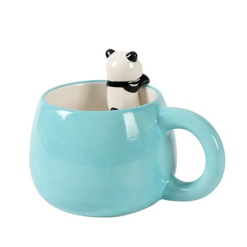 I-TOTAL® - Taza de cerámica con animales de cerámica en el borde, taza para té o café (PANDASTIC)