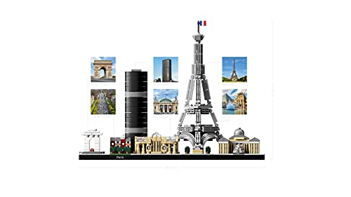 LEGO Architecture París, Set de Construcción Creativa, Torre Eiffel, El Louvre, Maqueta Coleccionable de Monumentos, Pieza Decorativa para el Hogar y Oficina, Regalo para Hombres y Mujeres 21044