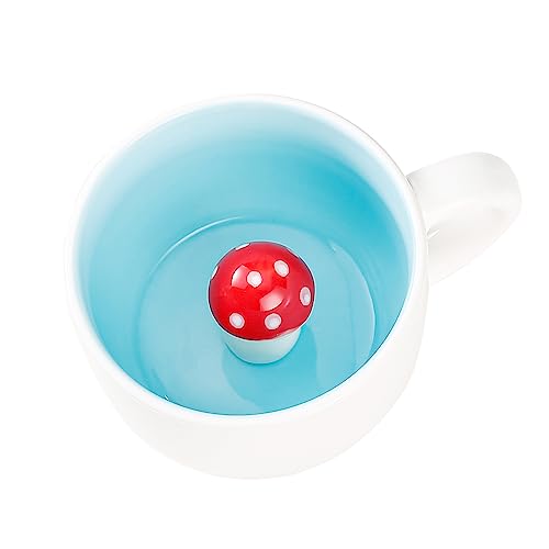 Bonita taza de café, tazas de cerámica de té de leche de hongos kawaii, taza de mañana de animales 3D, regalos de cumpleaños para mujeres, ella, hombres, mamá, niñas, chocolate caliente, bebida,