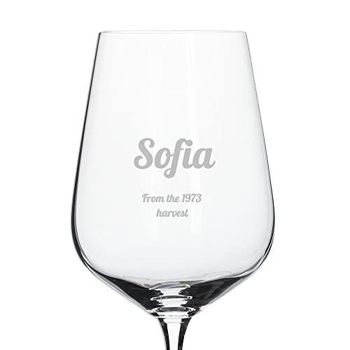 Wanapix | Copa de Vino Personalizada | Estuche de Regalo Incluido | Copa de Cristal Grabada para Vino | Con Nombre o Texto | Copa de Cristal | Solo Texto