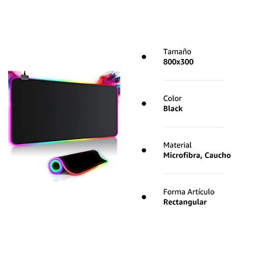 Realky Alfombrilla de Ratón RGB, 800×300mmTapete de Juego Extra Grande, Alfombrilla Raton LED 14 Efectos de Iluminación Impermeable Antideslizante, Alfombrilla Ratón Gaming para Gamers, PC y Portátil