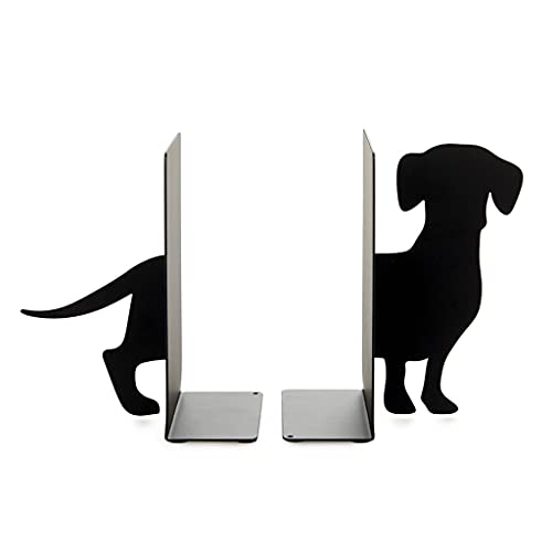 Balvi Sujetalibros Teckel Color Negro Soporte para Libros de Estantería en Forma de Perro 2 Unidades